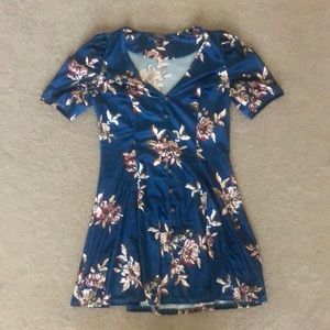 floral print crushed velvet dress